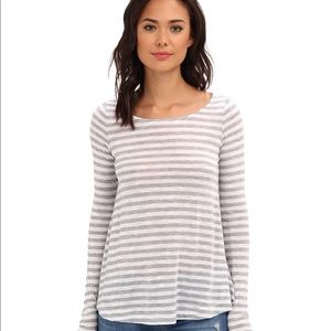 Women Splendid hooded scoop neck striped top, S